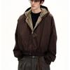 Unisex Retro Hooded Puffer Jacket Winter Warm Thick Cotton Coat Men Women Streetwear Loose Fit