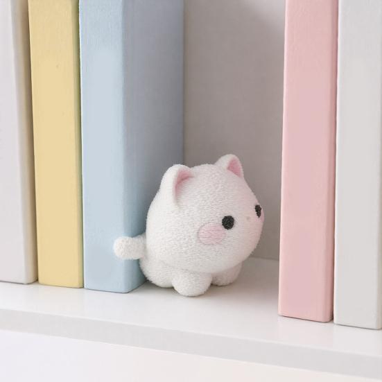Jijijing Mini Statuetta di Gatto Stampata in 3D, Statuetta Decorativa di Gattino Bianco Cartone Animato, Scultura Animale Moderna per Decorazione da Scrivania, Regalo per Amanti degli Animali