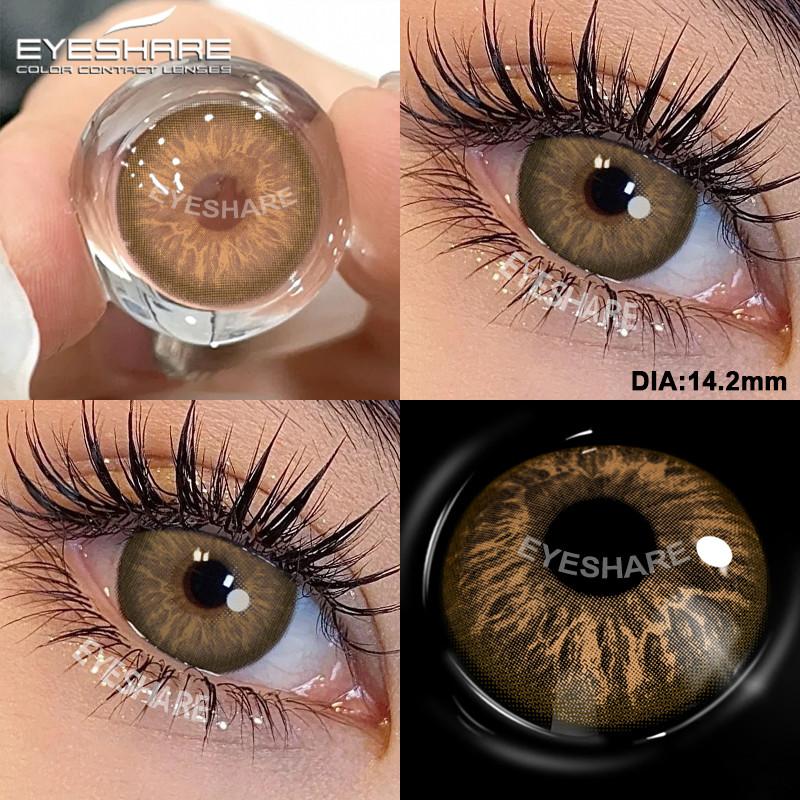 EYESHARE 2pcs Fashion Colored Contact Lenses Cosmetic Natural Pupils Blue Eyes Yearly Use Beauty Makeup