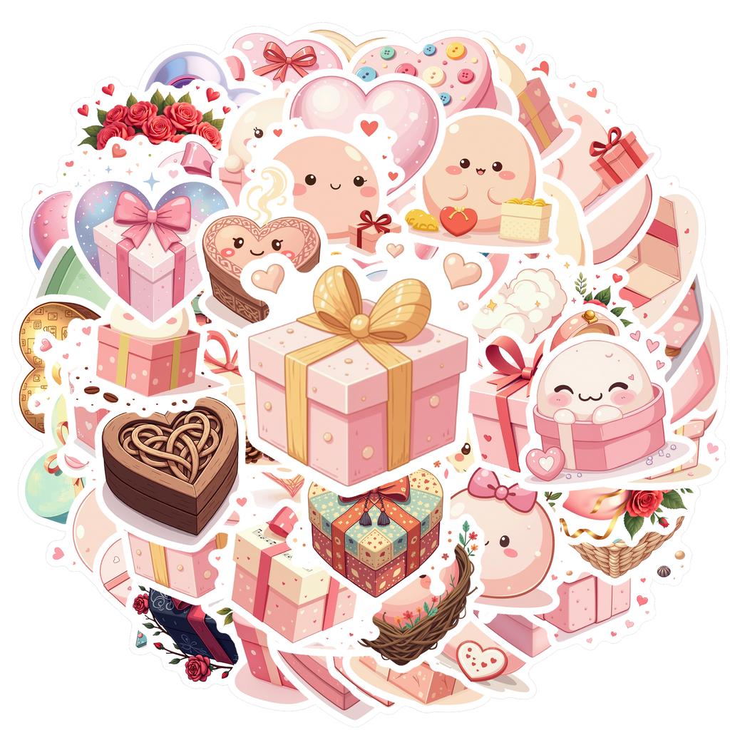 35-200pcs Cute Pink Heart Gift Stickers Aesthetic Decoration DIY Skateboard Fridge Guitar Phone Wall Decals Stationery Stickers