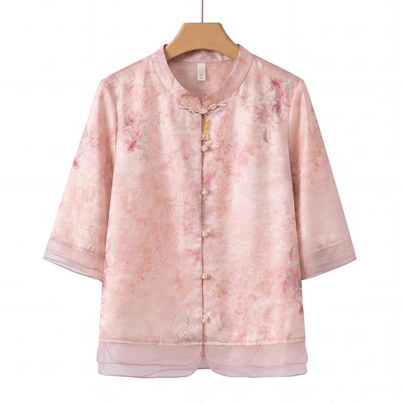 Yu Zhaolin Women's New Chinese Style Printed Summer Shirt