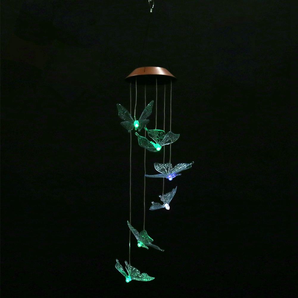 Wasserdichte LED-Solarpanel-Windspiele mit Schmetterlingen für den Außenbereich, Heim-Gartendekorationslicht (transparent)