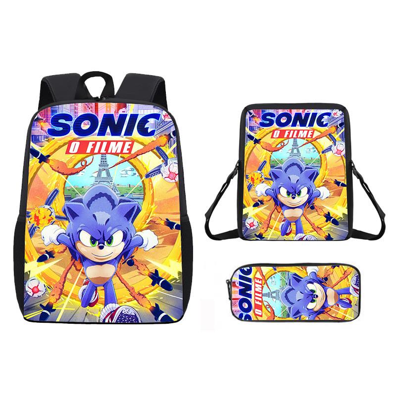Children Cartoon Pattern Breathable Backpack Three Piece Set