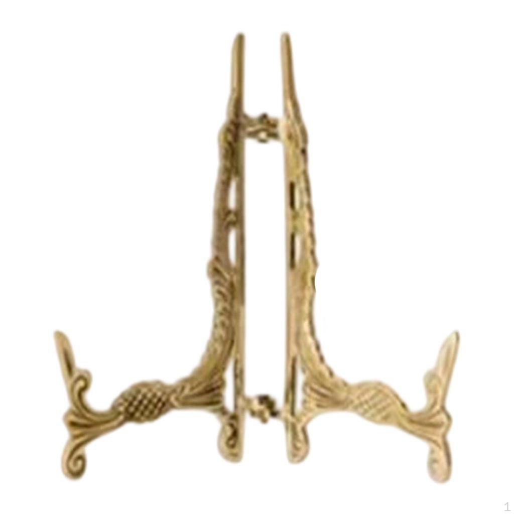 Plate Stand Display Brass Easel Artwork Storage Tabletop Art Holder Photo Picture Frame for