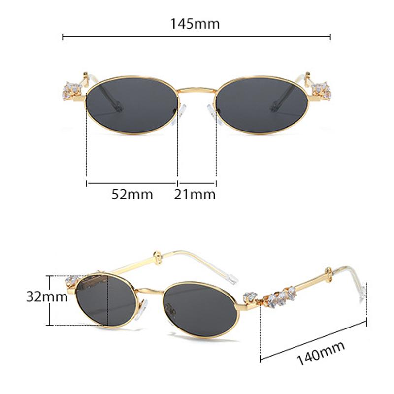 Fashion Small Oval Sunglasses Trendy Brand Designer UV400 Shine Crystal Sun Shades Glasses Decoration Women Shades