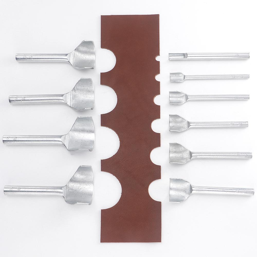 10pc/set Leather Half-Round Hole Cutter, DIY Punch Strap Belt Wallet Bag Edge Cutting Tool, DIY Curve End Puncher with 5mm-50mm