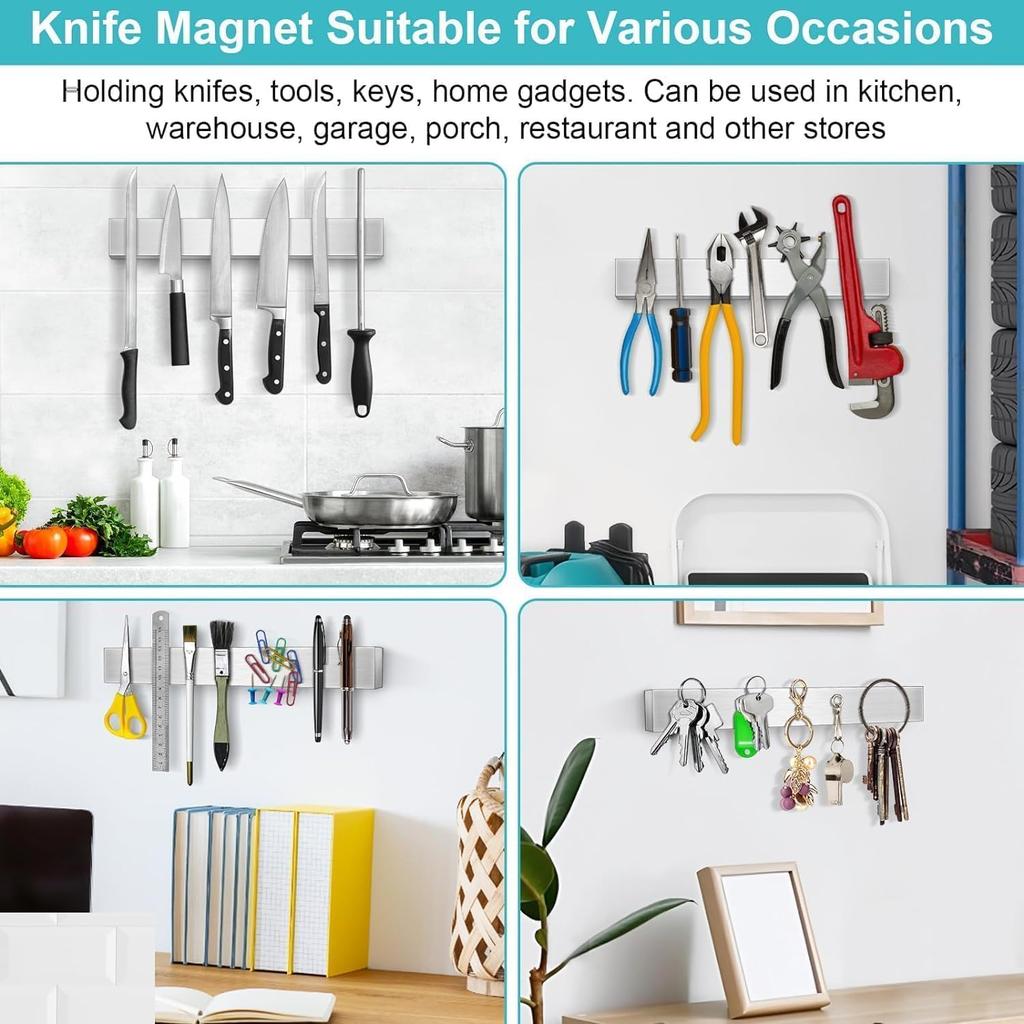 Magnetic Knife Holder for Wall, Knife Magnetic Strip Magnetic Knife Holder for Refrigerator Mount Knife Rack Kitchen Utensil Holder Metal Tool Holder