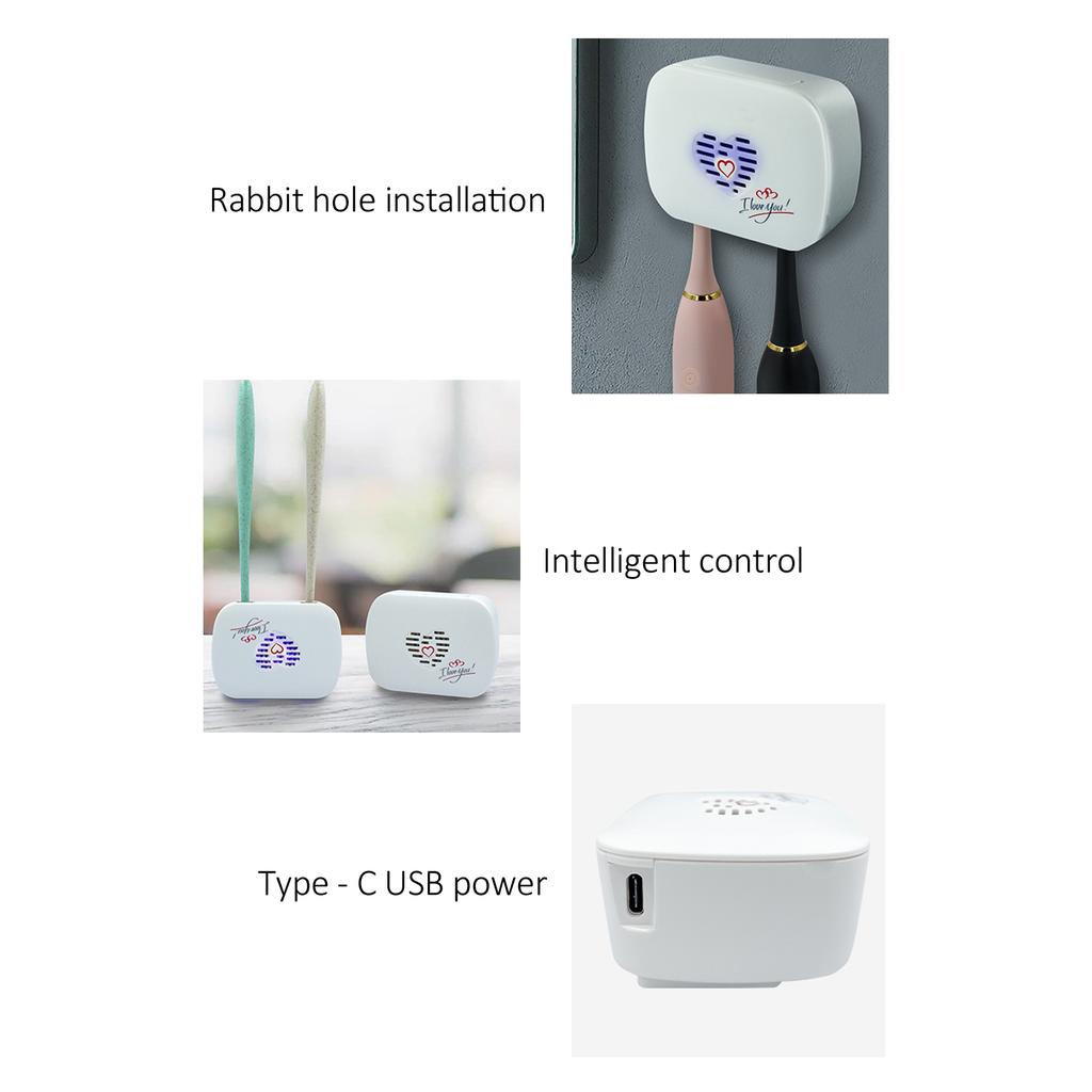 Toothbrush Cleaner Wall Mounted USB Charging UV Toothbrush Cleaning Rack Holder Box for Bathroom