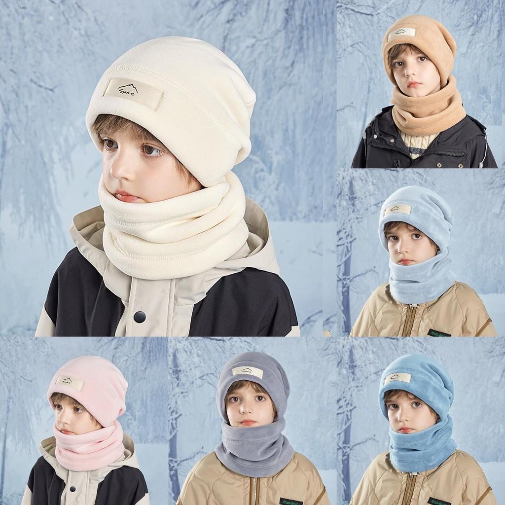 Kids Plush Hat And Neck Gaiter Pair With Warmth And Windproof Design For Winter Outdoor Use