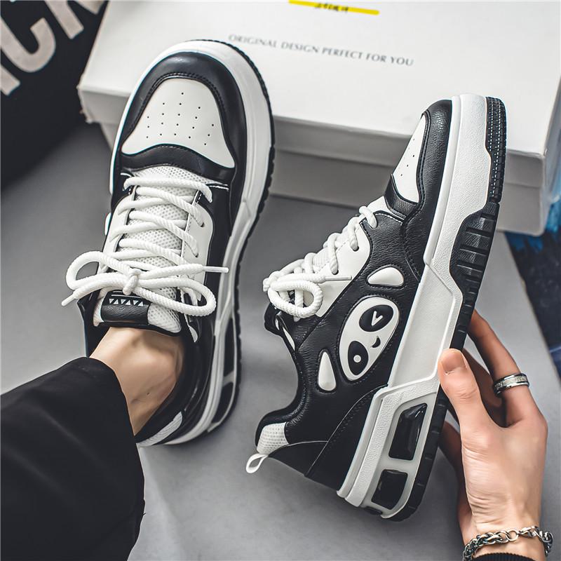 

Men s shoes spring 2025 new fashion platform heightening versatile niche panda board shoes student leisure sports tide shoes 39 чёрный