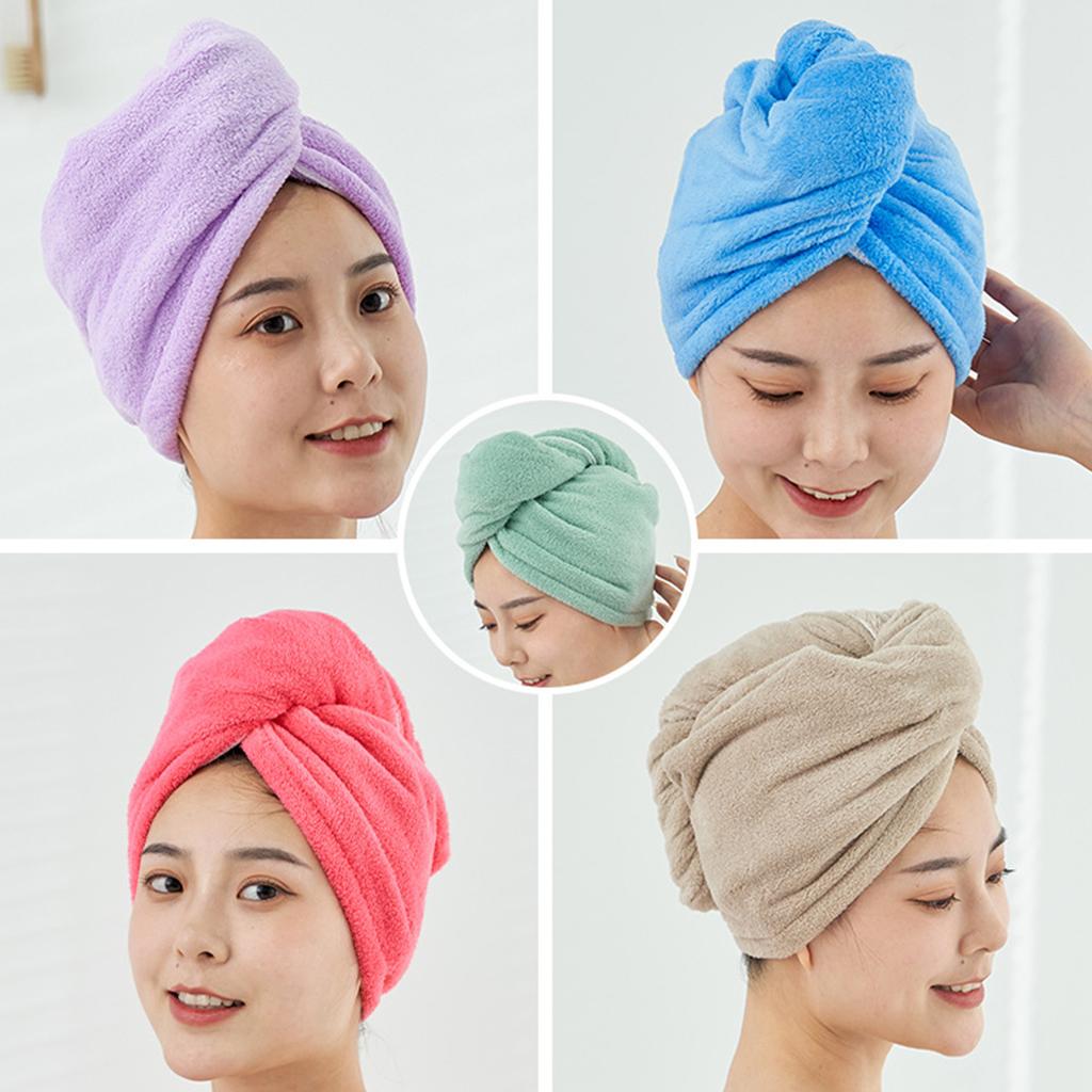 3pcs Coral Fleece Hair Towel Women Plain Soft Absorbent Microfiber Drying Hair Wrap Towels