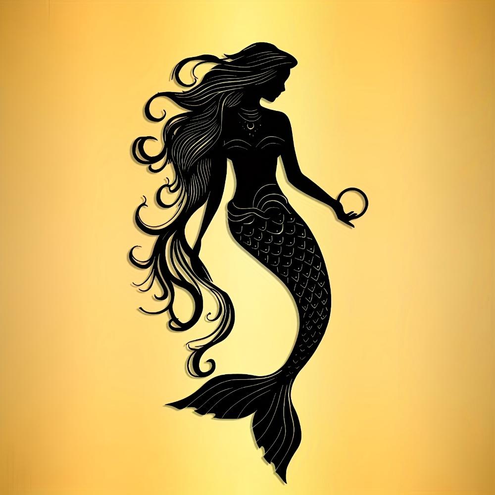 Mermaid Metal Wall Art Decor Abstract Fish Sign Rustic Farmhouse Hanging Ornament For Home Living Room Office Patio Outdoor Indoor Gift