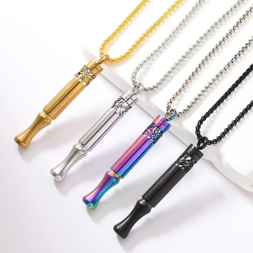 Mindfulness Training Whistle Necklace With Cotton Core Metal Relaxation Necklace Detachable Portable Decompression Necklace