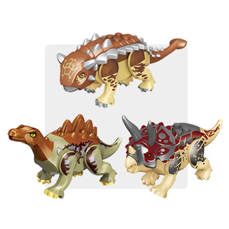Non-Toxic Jurassic Dinosaurs World Velociraptor Triceratops Indominus T-Rex Model Building Blocks Assemble Educational Toys For Kids Gifts