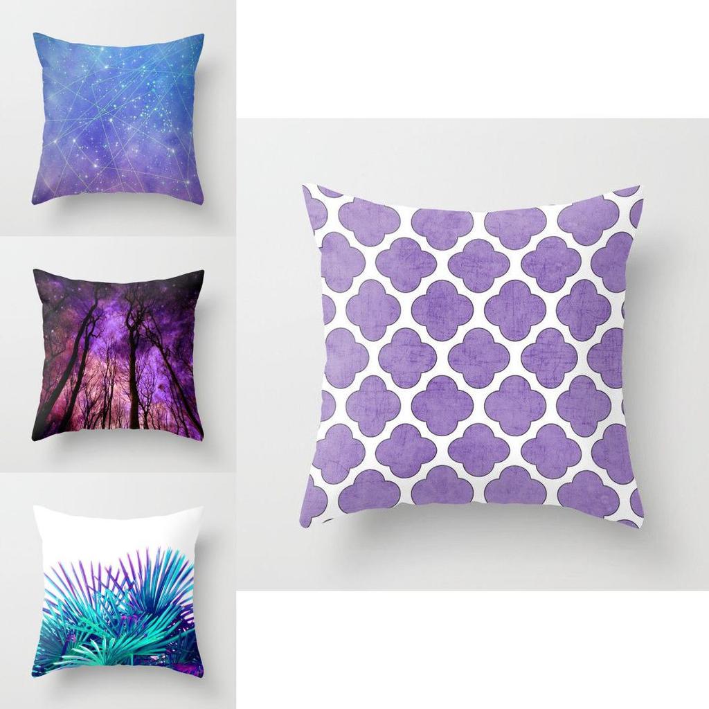 Schicker 18'' Lila Kissenbezug Sofa Lendenkissenbezug mit geometrischem Musterdesign