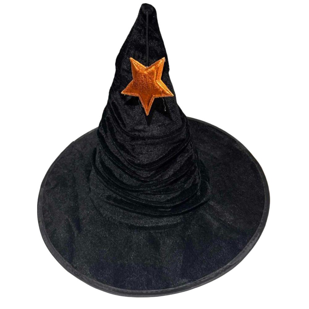 Velvet Halloween Witch Hat Star Halloween Cap Festival Headdress Wizard Cap Dress Up Headgear