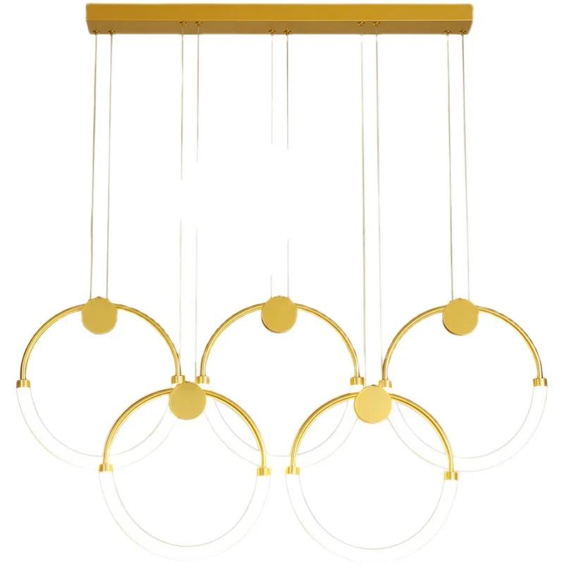 Modern Dining Room Chandelier Lighting Golden Ring Chandelier Nordic Interior Lights Living Room Kitchen Office Hanging Lights