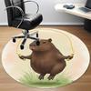 1pc Jumping Capybara Office Round Rug, Non-slip, Soft and Durable Office Rug for Interior Decoration, Perfect for Office,Decoration Yy260204059