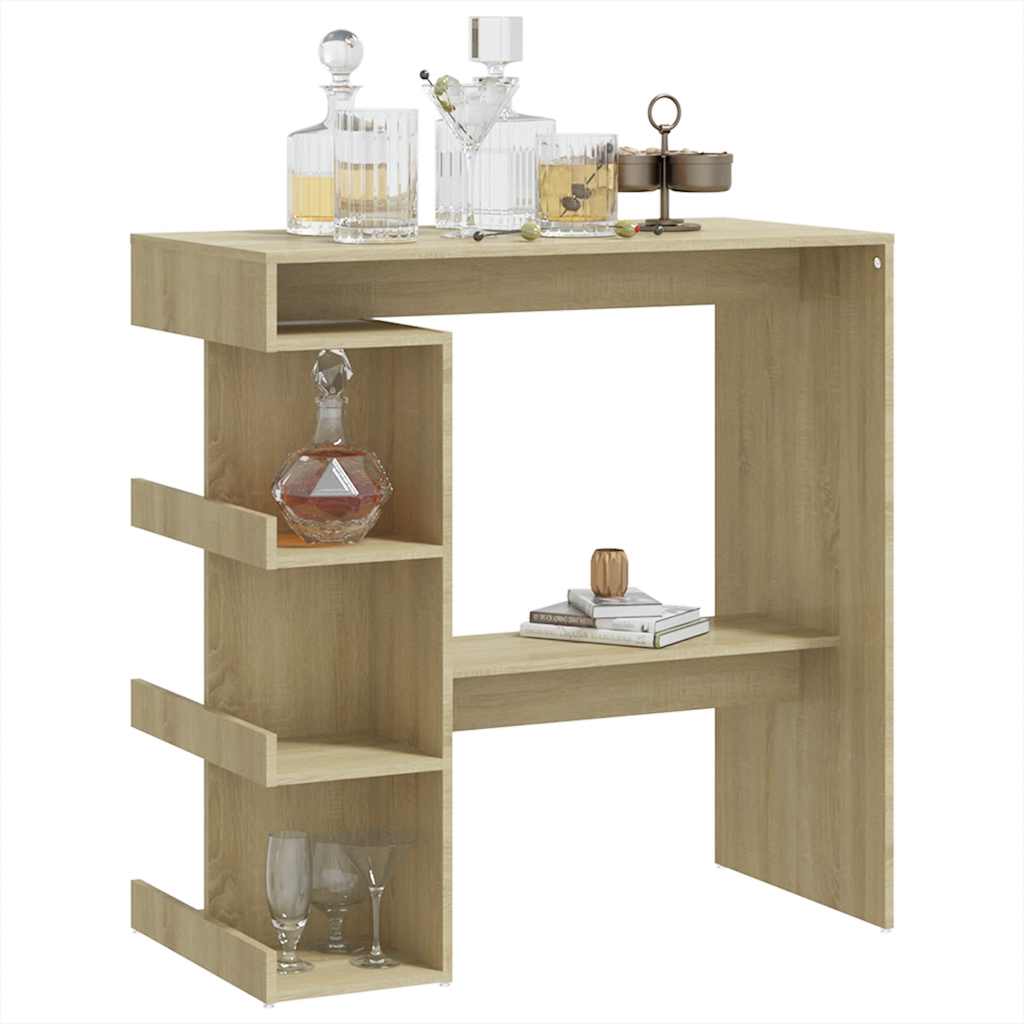 Bar Table with Shelf Sonoma Oak Finish 100 x 50 x 101.5 cm Particleboard