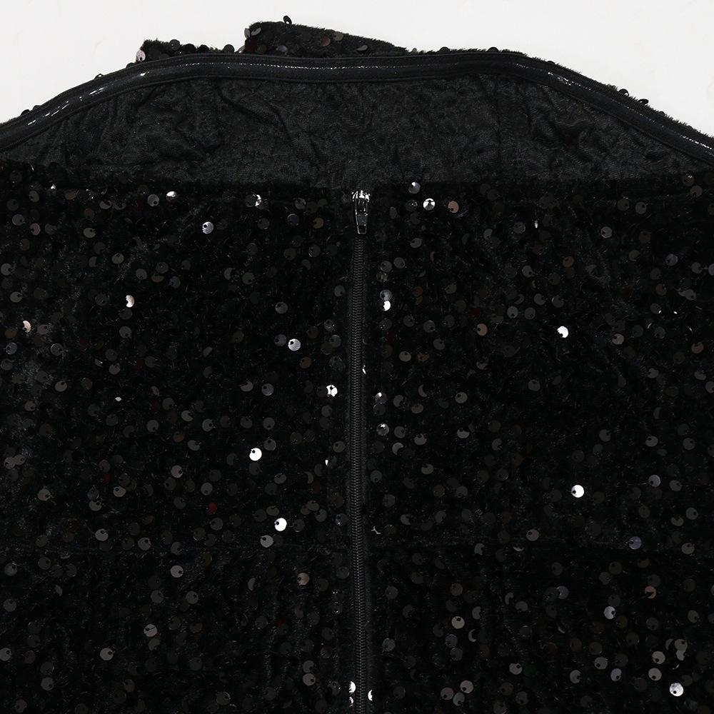 Women's Sequined Evening Dress Sexy Strapless Irregular Dress