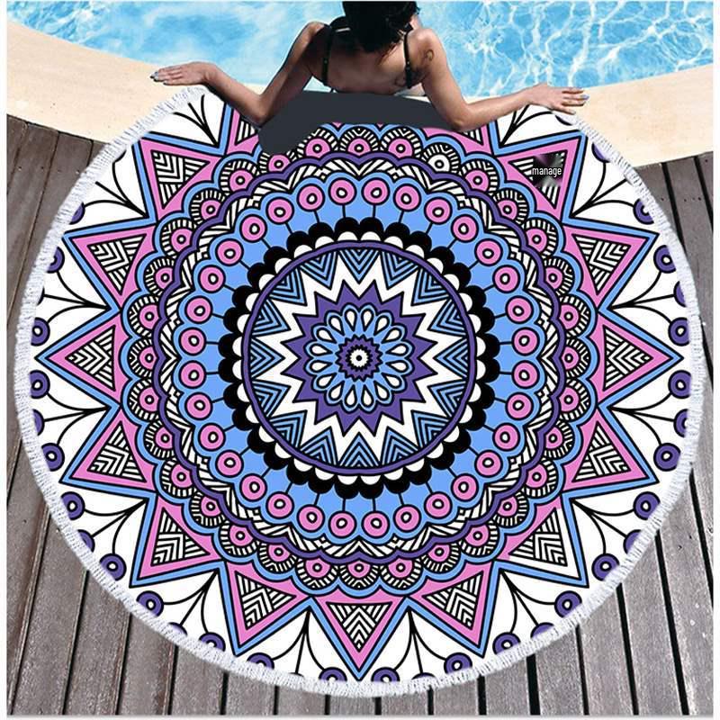 Mandala Pattern Microfiber Beach & Bath Towel - Luxurious Feel & Decorative Floor Mat