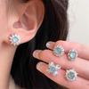 New Chinese Jadeite Blue-green Jade Flash Diamond Zircon Stud Earrings Niche Light Luxury Earrings New Products