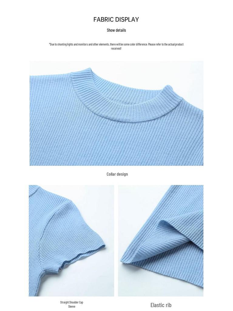 CLEAN SPACE Women's Wool Blend Knitted T-Shirt, Spring 2025 Collection, Short Sleeve, Thirteen Rows Design
