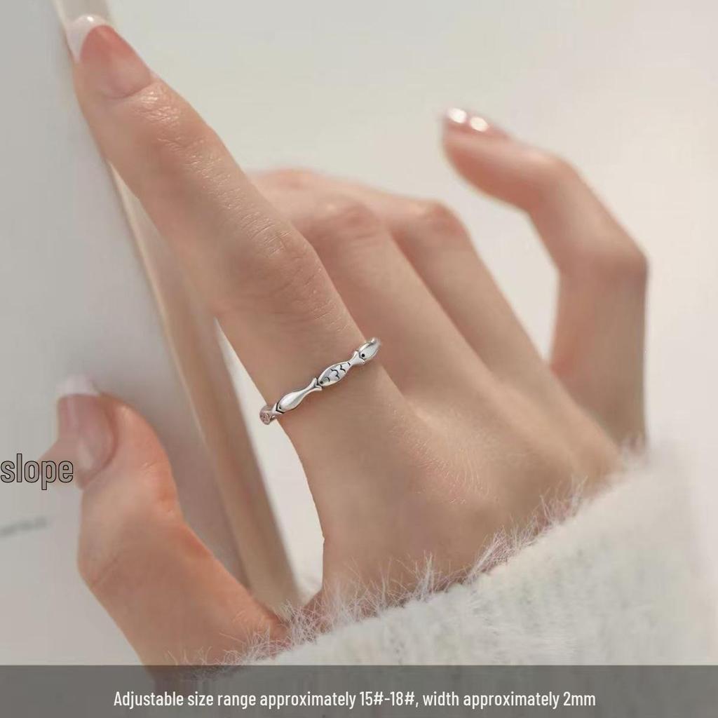 2026 Year of the Fish 925 Sterling Silver Open Ring – Women's Index or Pinky Band with Niche Design