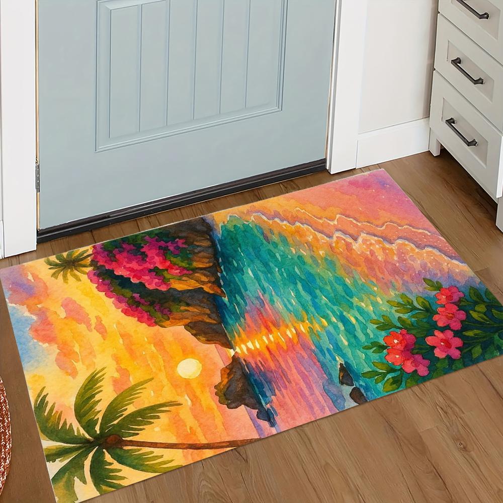 Retro Hawaii Surfplank Print Deurmat Zacht Duurzaam Vloermat voor Binnen Buiten Entree Huis Strand Decoratie Huis Decoratie 30x50cm