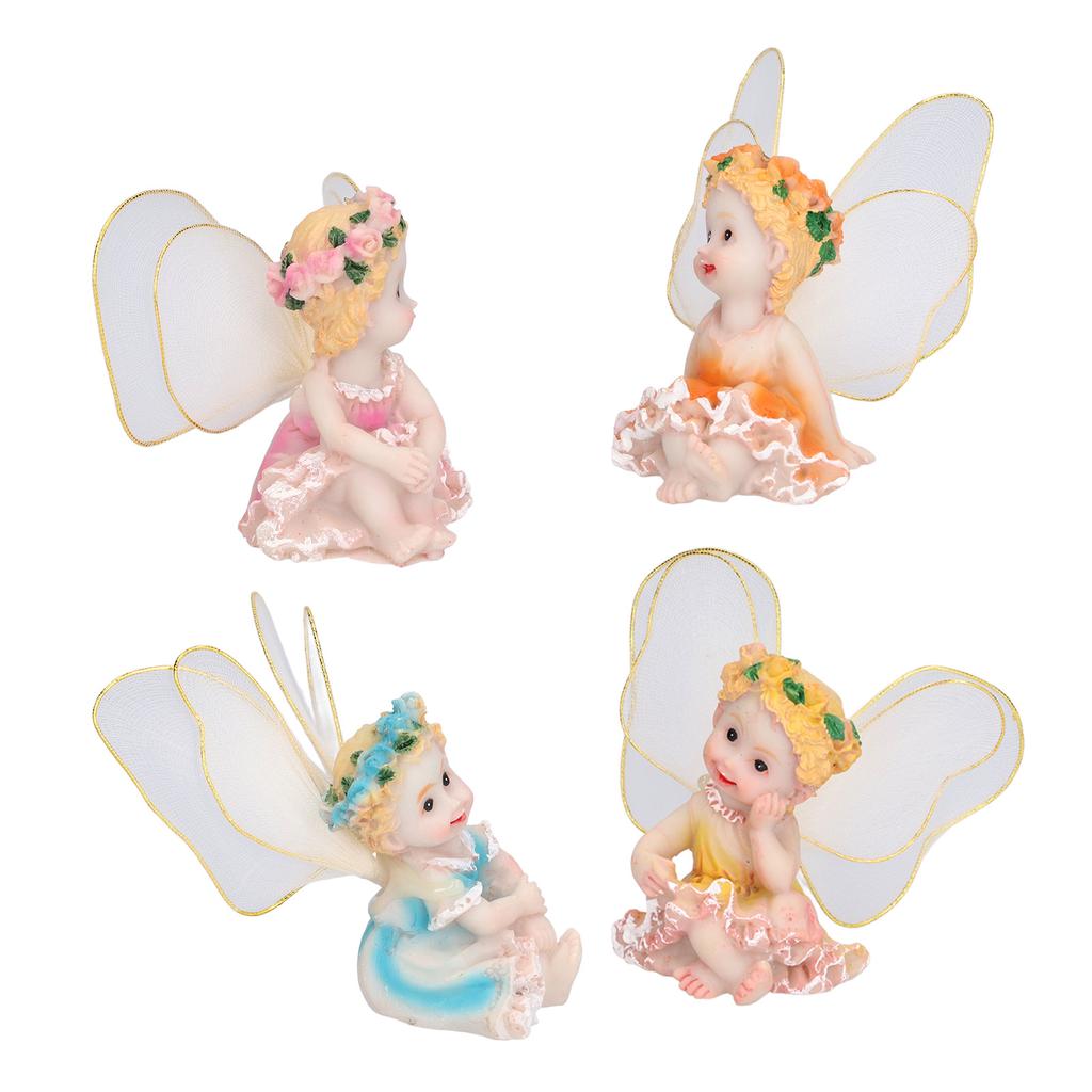 4Pcs Flower Fairies Figurines Garden Home Ornament Fairy Figures Resin Craft Bonsai Decoration