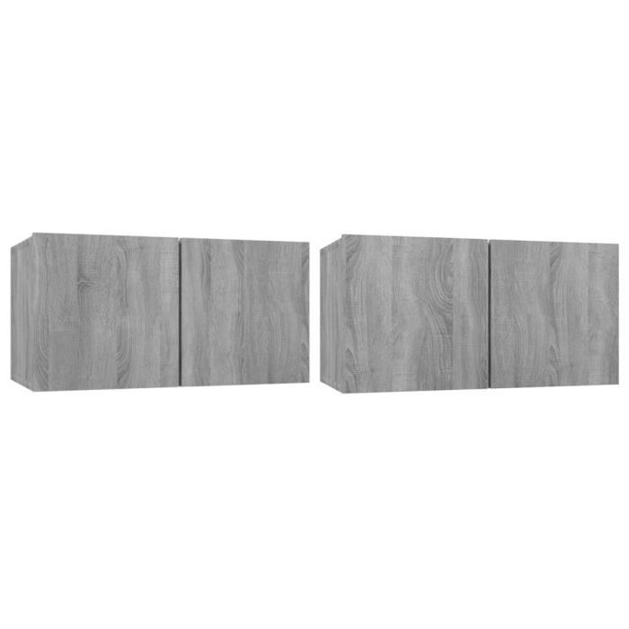 VidaXL Armoires TV suspendues Sonoma gris 2 pcs 60x30x30 cm Bois 815871