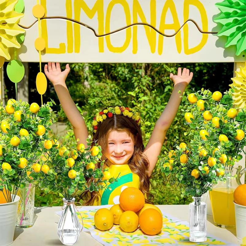 1/3Pcs Lemon Branches with Fruit Artificial Green Plants Fresh Home Decoration Photo Props Plastic Fruit Flower Arrangement