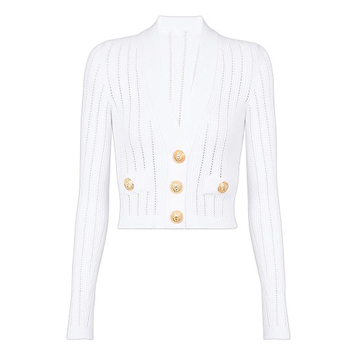 In stock, spring/autumn new women s woolen cardigan fashionable classic, high-quality jacket jacket knit sweater 23620 S