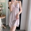 2025 Satin Spring/Autumn Pajamas: Sexy Women's Nightdress & Lace Homewear Set with Chest Pad In Ice Silk