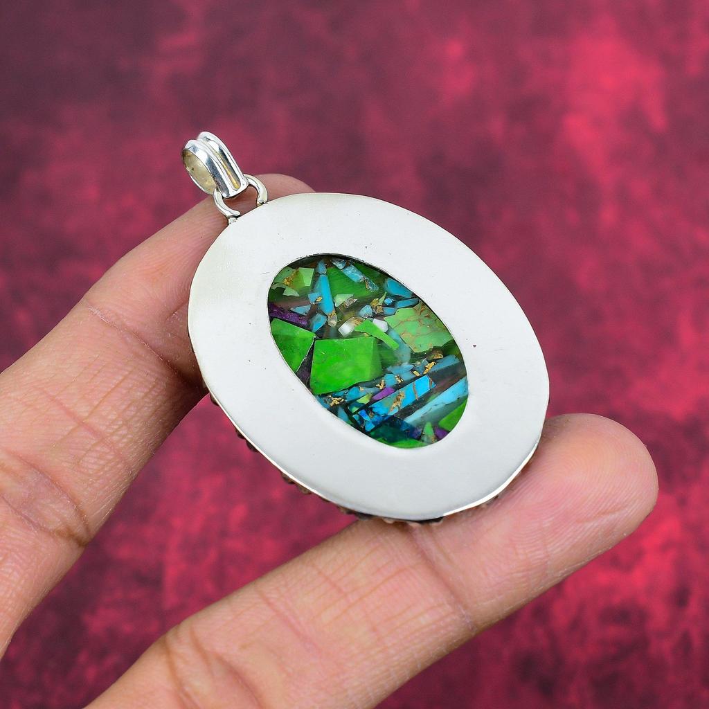 Fiesta Kingman Pendant, 925 Sterling Silver Pendant Jewelry, Handmade Pendant Gemstone Jewelry For Memorial Day