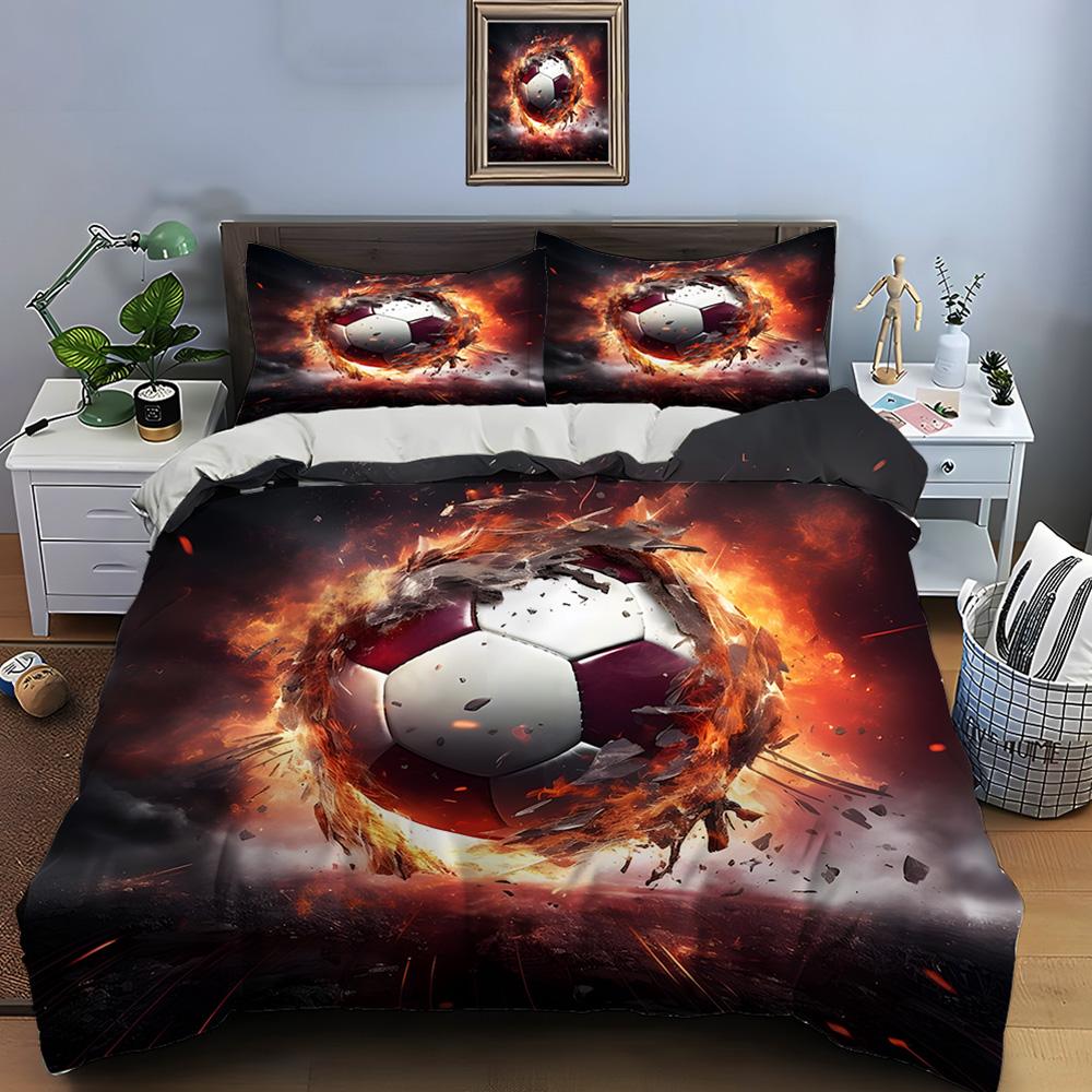Football Print Bedding Set Sports Enthusiast Duvet Cover 1 Duvet Cover 2 Pillowcases Adult And Children Bedding Set Luxury Gifts