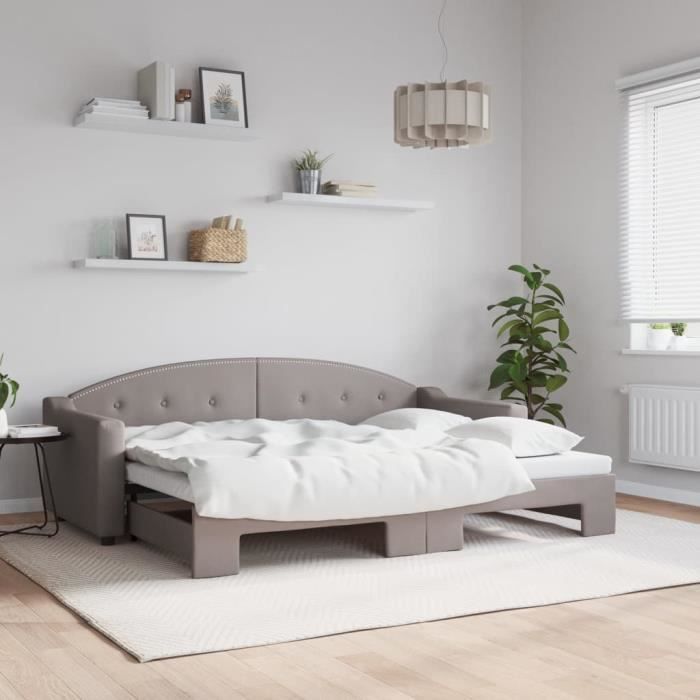 VidaXL Daybed with Trundle Bed Taupe 80x200 Cm Fabric 3197528