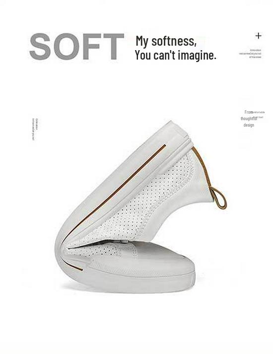 Men's Trendy Autumn Leather Slip-On Sneakers - High-End & Versatile White Sports Shoes