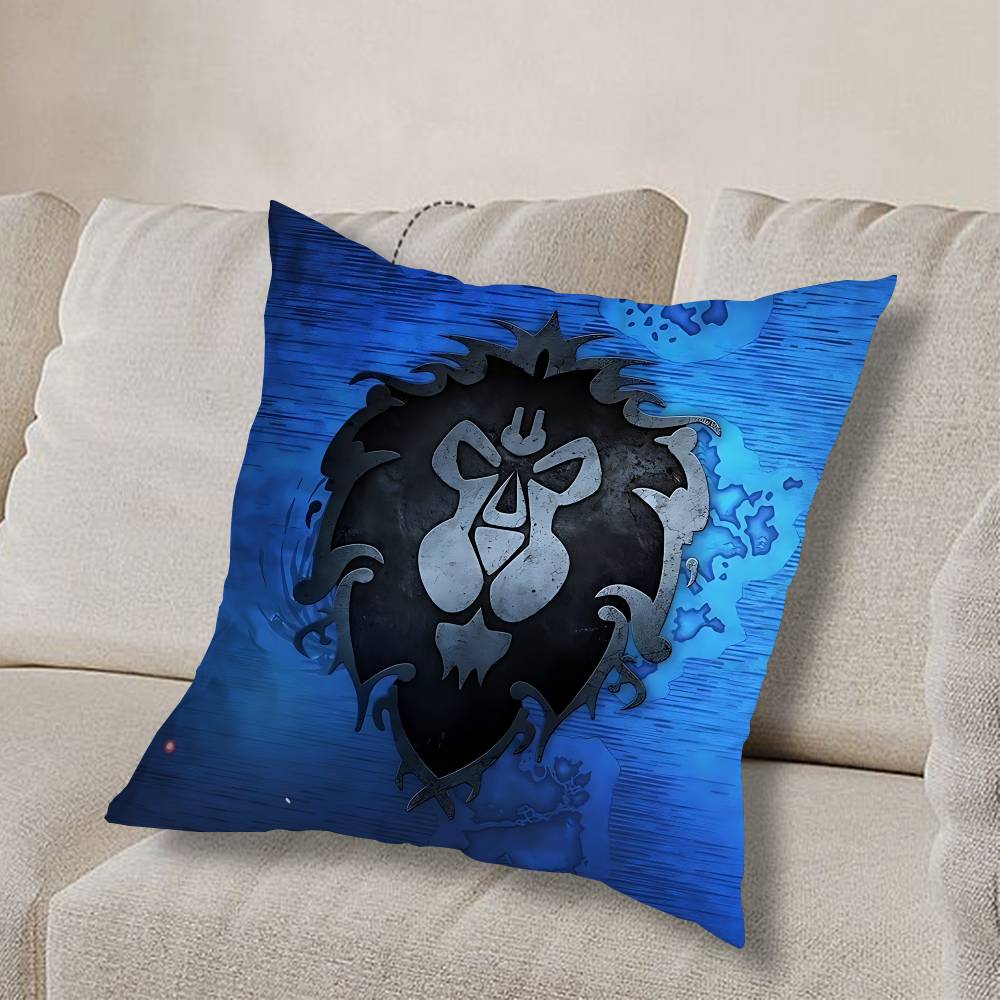 GAME W-World Of Warcraft-ES Pillow Case Anti-dustmite Pillowcase Invisible Zipper Silky Short Plush Sofa Cushion Cover