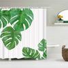 Waterproof Fabric Shower Curtain Printing Fresh Green Plant Leaves Bathroom Curtains Polyester Decoration Bath Screen with Hooks