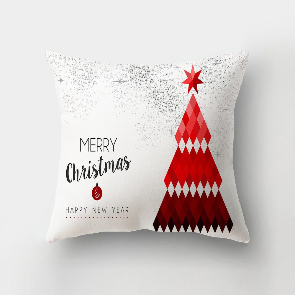 New Christmas Printed Linen Pillow Cover Sofa Cushion Cover Home Furnishings