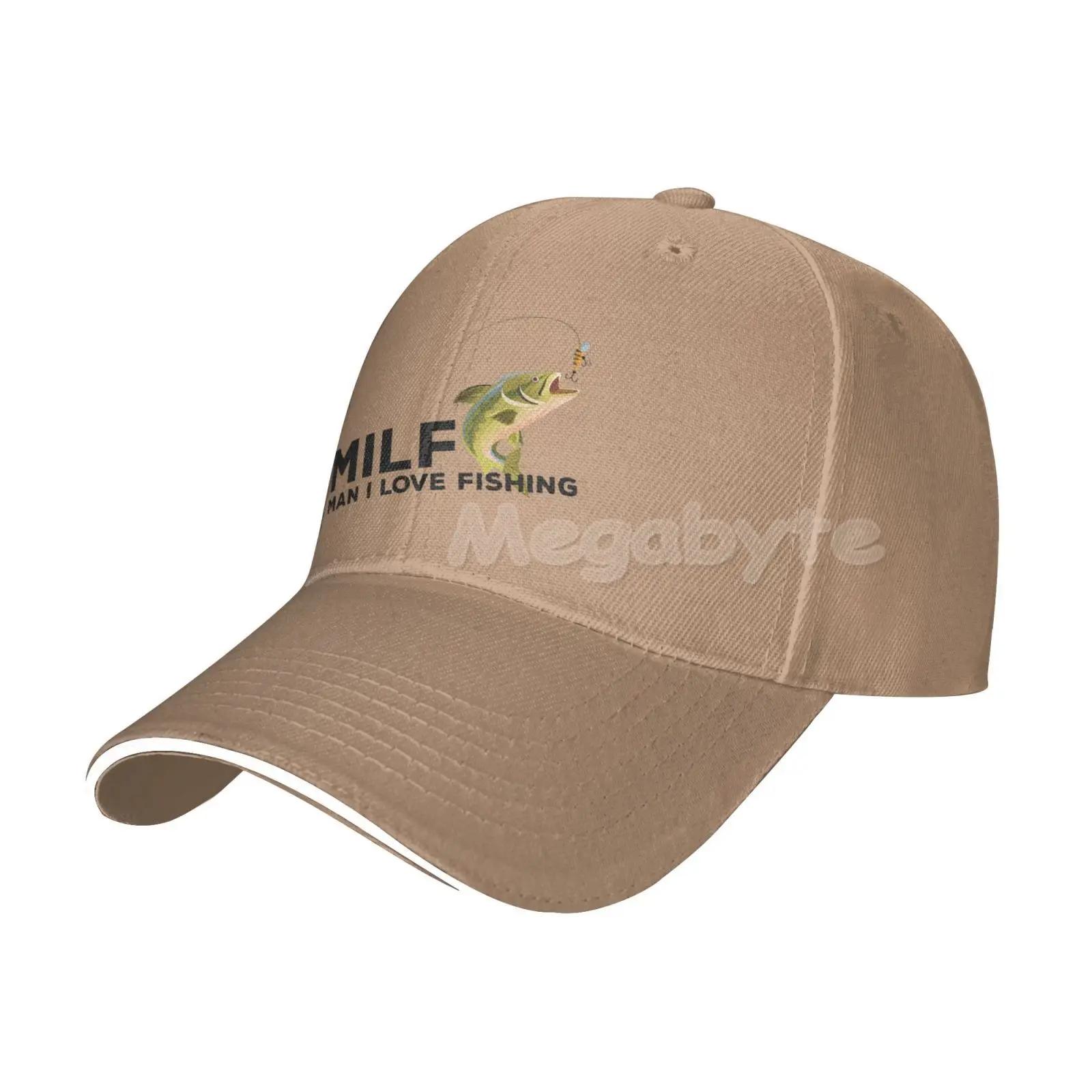 Milf Unisex I Love Fishing Hat Unisex Women Adjustable Trucker Fashion Washed Denim Caps for Outdoor Black Baseball Cap Adjustable