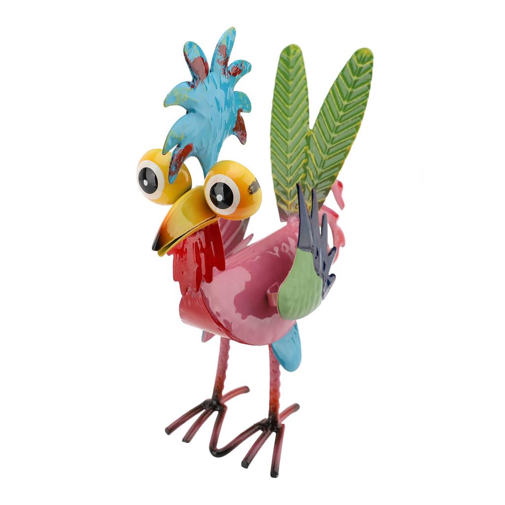 Metal Rooster Statue Colorful Art Rooster Yard Sculpture Decoration Elegant Garden Ornament for Pathway Patio Lawn