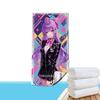 Y2K Purple Anime Girl Beach Towel Patterned Sunscreen And Windproof Suitable For Swimming Pool Camping Travel Blanket