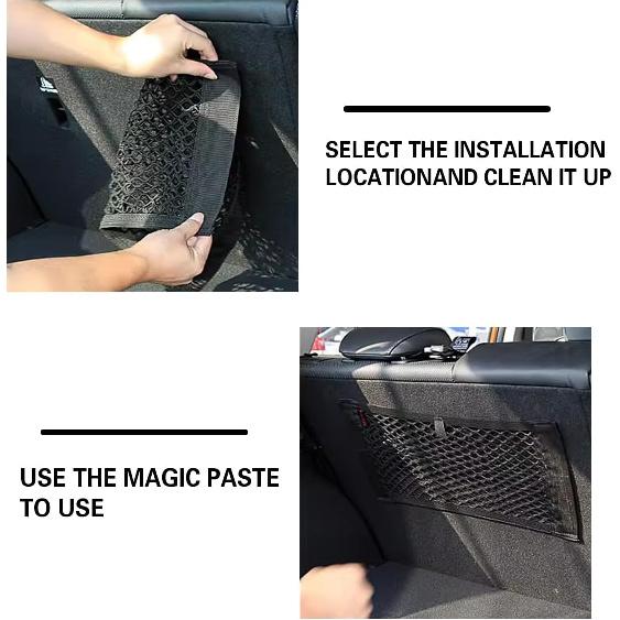 Mandark 2PCS Mesh Cargo Net For Car Trunk Storage, Elastic Vehicle Wall Sticker Organizer Net, 9.8 * 7.8 Inch Adjustable Auto Interior Storage Pouch