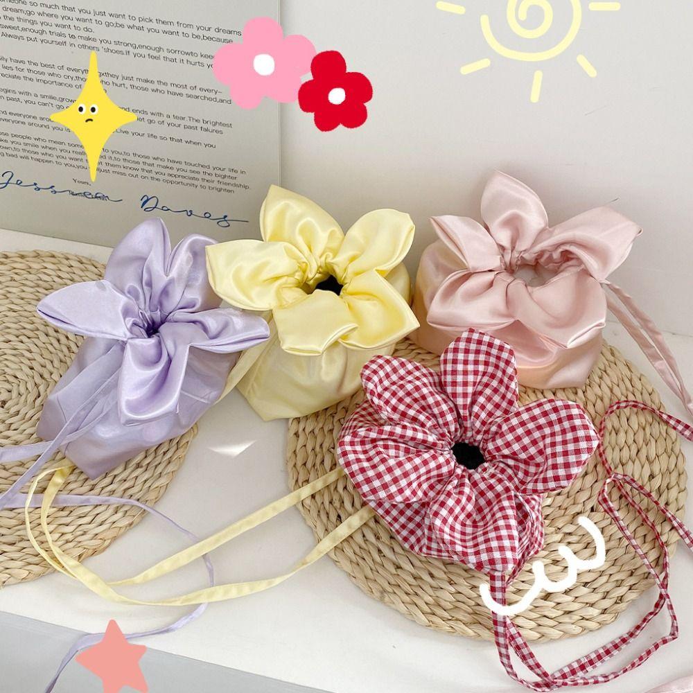 Bundle Pocket Flower Drawstring Bag Storage Bag Small Crossbody Bag Casual Flower Handbag  Women