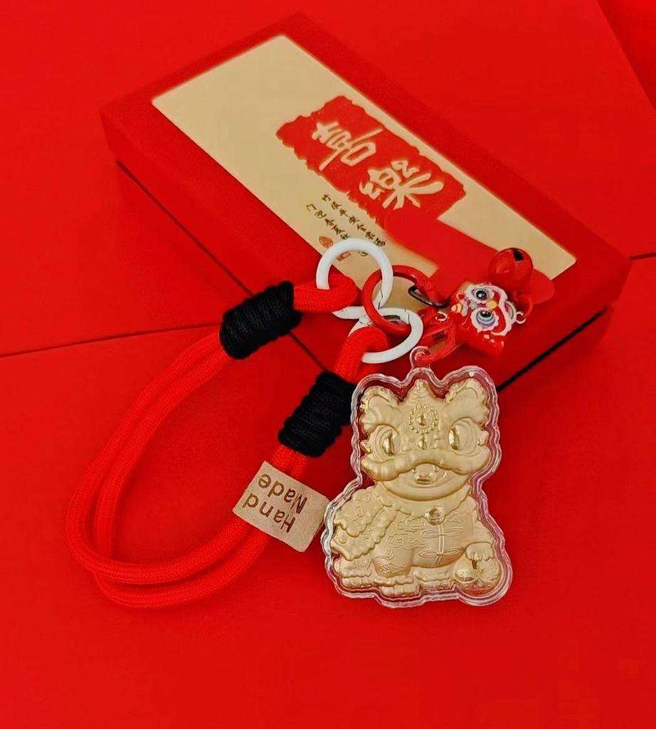 999 Fine Gold Lucky Lion Pendant & Charm for New Year: Keyring, Handbag, and Phone Accessory to Attract Wealth