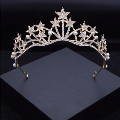 Wunderschöne Sternkronen-Stirnbänder Königliche Königin Braut Kopfschmuck Luxus Prinzessin Geburtstags-Tiaras Braut Hochzeit Haarschmuck Ornamente