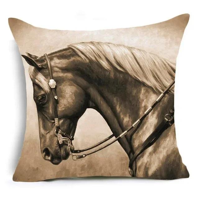 2023 New Horses Cotton Cushion Cover Steed Animal War Horses Home Decorative Pillow Cover for Sofa Car Nordic Pillowcase Vintage