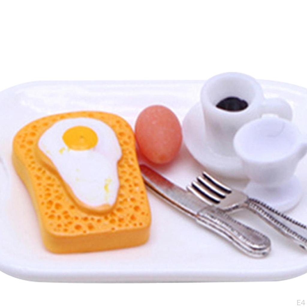 1/12 Dollhouse Breakfast Set Bread Egg DIY Scene Accessories Decoration